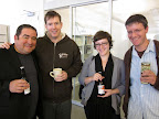 Here's Shane Welch, Anna Wolf, and Jeff Gorlechen outside our studio with Emeril.