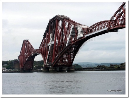 Scaffolding covers the Firth of Forth railway bridge during it's 20 year repaint.
