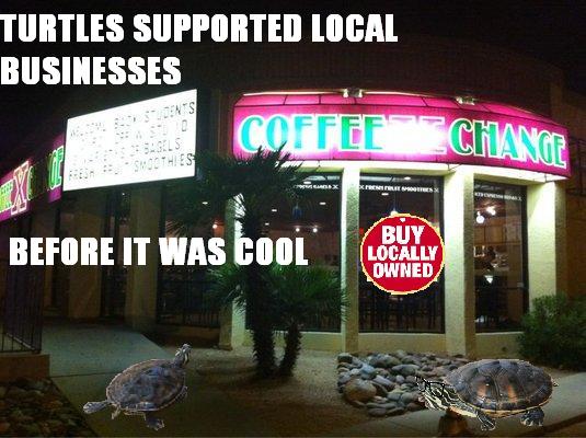 Turtles supported local businesses before it was cool]