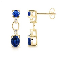 Oval Round Sapphire and Diamond Earrings in 14k Yellow Gold Oval Round Sapphire and Diamond Earrings in 14k Yellow Gold