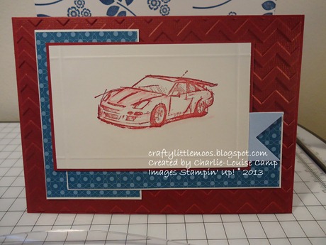 need for speed, male card, chevron, craftylittlemoos.blogspot.com Created by Charlie-Louise Camp Images Stampin' Up! © 2013