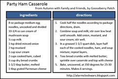 party ham casserole recipe card party ham casserole recipe card