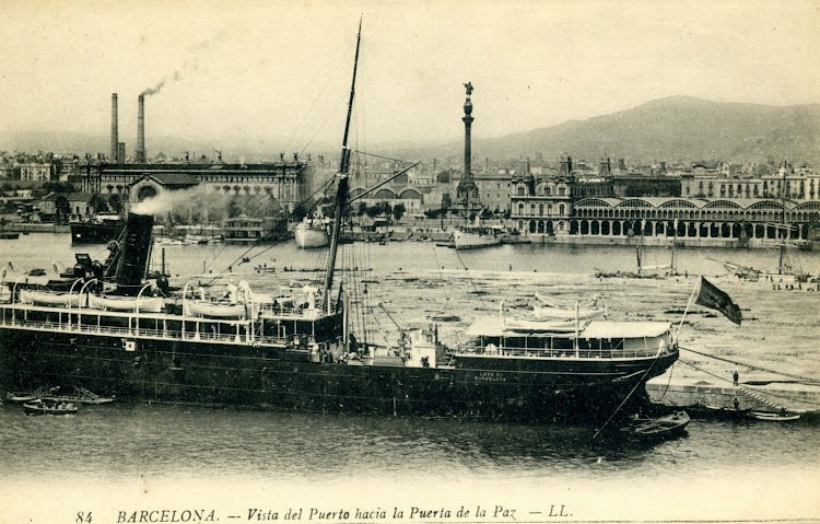 Vapor LEON XIII. Puerto de Barcelona. Postal..jpg