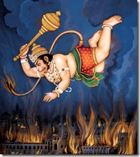 Hanuman destroying Lanka