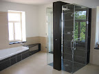 Dusche mit Balkenimitat