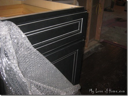 Black Kitchen Cabinet, silver glaze