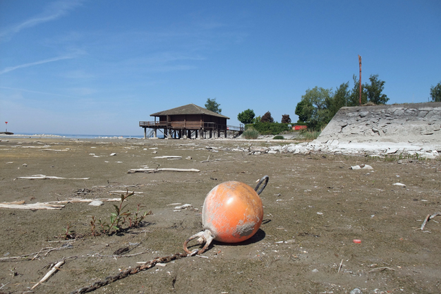 A mooring buoy for a boat rests on the bottom of Lake Constance in Switzerland on 9 May 2011. Evaporation has dropped the level of the lake to a near-record low. Kecko / Flickr