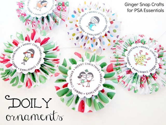 doily ornaments using PSA Essentials stamp