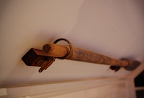 Oar mounts on mahogany blocks of wood Oar mounts on mahogany blocks of wood
