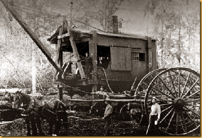 Logging white pine steam crane 1870s