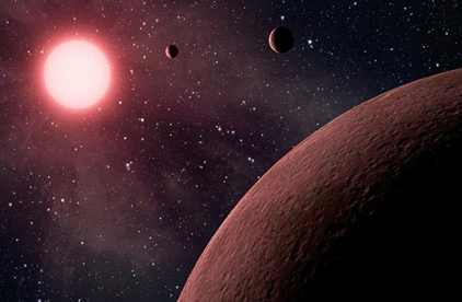 ilustração de três exoplanetas e sua estrela ilustração de três exoplanetas e sua estrela