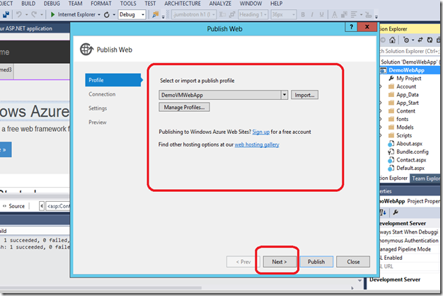 VM WebApp publish 2