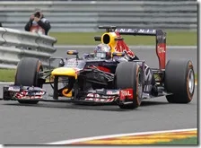 Vettel nelle prove libere del gran premio del Belgio 2013
