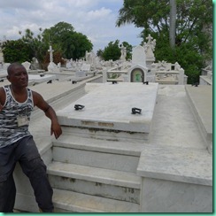 man in cemetery