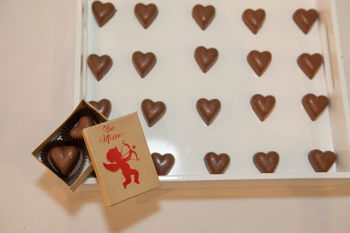 Madame Chocolate milk chocolate hearts and a sweet box decorated with Martha Stewart Crafts stickers. Madame Chocolate milk chocolate hearts and a sweet box decorated with Martha Stewart Crafts stickers.