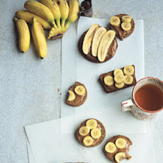 Almond Butter and Finger Bananas on Fruit Bread