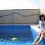 At the swimmingpool of our garden