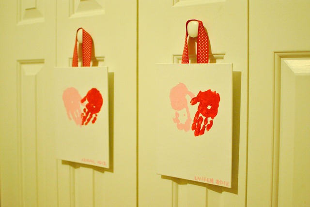 Valentines Day handprint heart canvas
