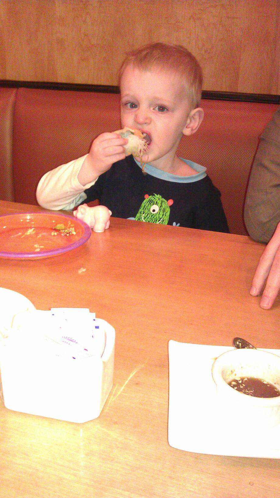 Eating spicey Thai food