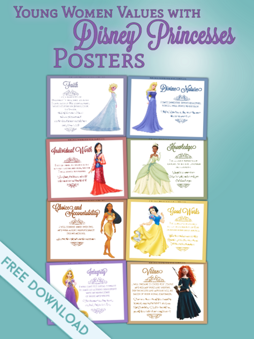 Young Women's Values with Disney Princesses Poster Free Download