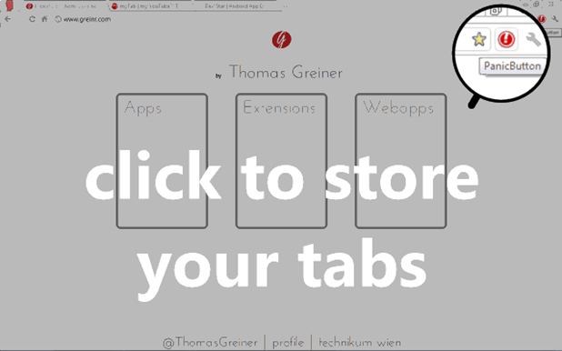Hit Panic Button to hide all Chrome Tabs at once Hit Panic Button to hide all Chrome Tabs at once