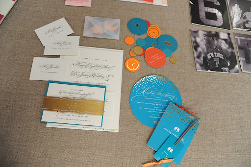 Invitation suite from Marnie Hanel and Jamie Bordley’s New Year’s Eve 2011 wedding from Cheree Berry Paper (www.chereeberry.com).