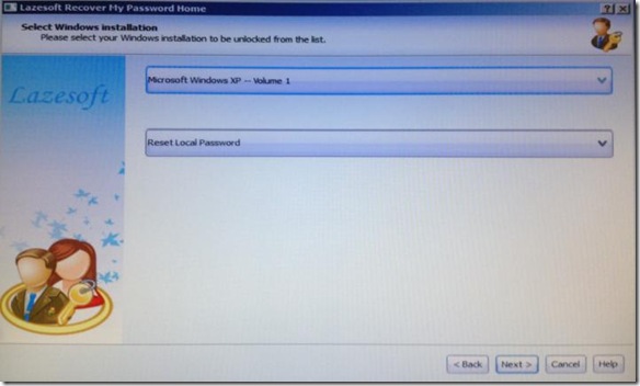 Lazesoft Recover My Password Home Edition indicare sistema operativo