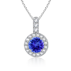 Round Tanzanite and Diamond Dangling Pendant