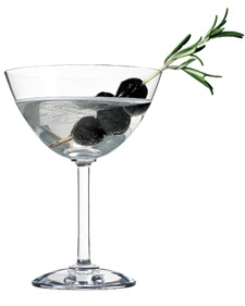 A classic martini gets a festive makeover when garnished with oil-cured olives on a skewer of fragrant rosemary. A classic martini gets a festive makeover when garnished with oil-cured olives on a skewer of fragrant rosemary.