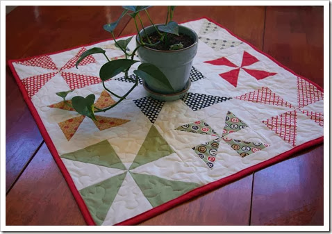 Finished Pretty Pinwheels Table Topper Quilt