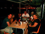 Fun times at the pizza party - Crew of "Liquid Courage" on right