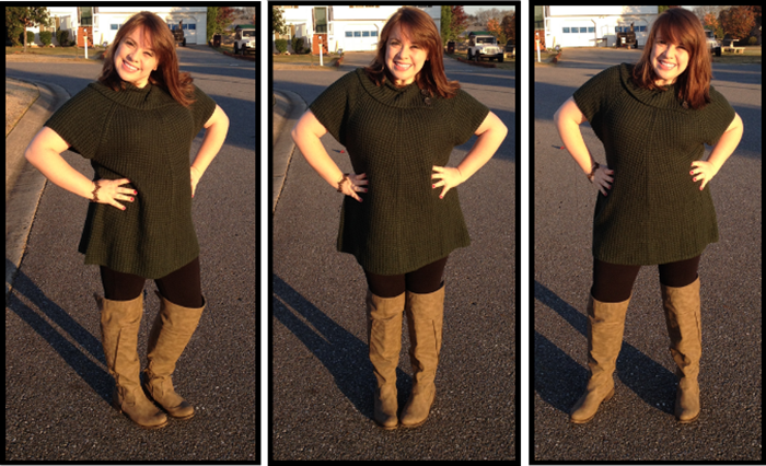 11.05 Tunic Sweater leggings boots brown and black torrid 11.05 Tunic Sweater leggings boots brown and black torrid