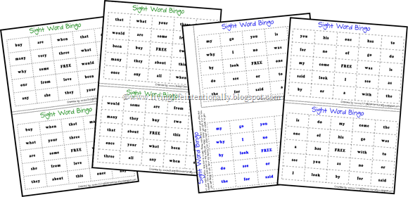 word Word list  printable Bingo free Sight sight Printable