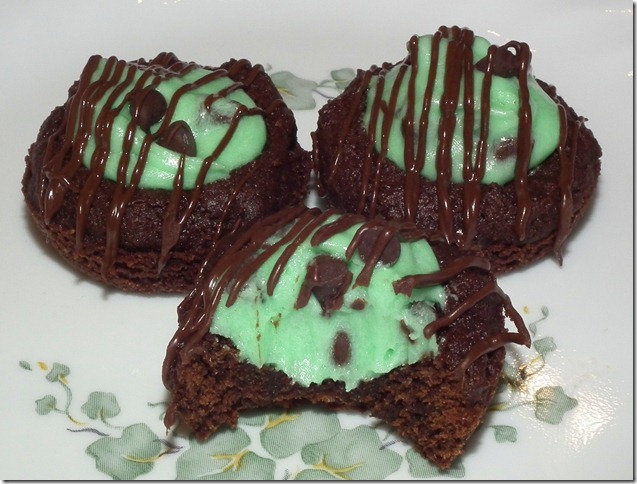 Bite out of Mint Chocolate Chip Cookie Cups