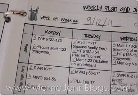 Weekly Homeschool Planner