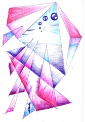 triunghiuri in albastru si roz