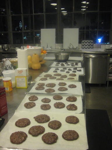 Rows and rows of flourless chocolate cookies. These are one of my favorite recipes.