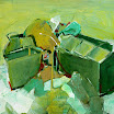 Monumentti, 153x139 cm, akryyli, hiekka, spray ja kollaasi kankaalle 2011.jpg