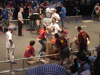 Scrambling the fix the robot during the eliminations