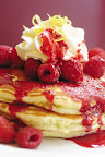Raspberry Pancakes with Whipped Lemon Cream