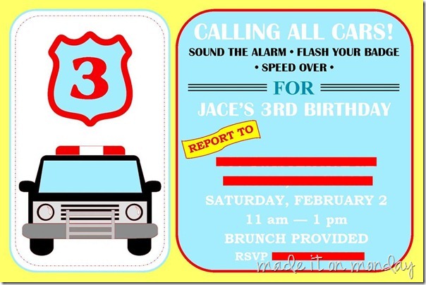 Police Birthday Party Invite