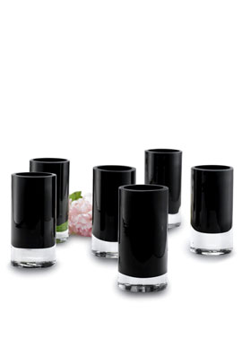 Black glass cylinders.