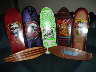 Someones personal collection of boards.