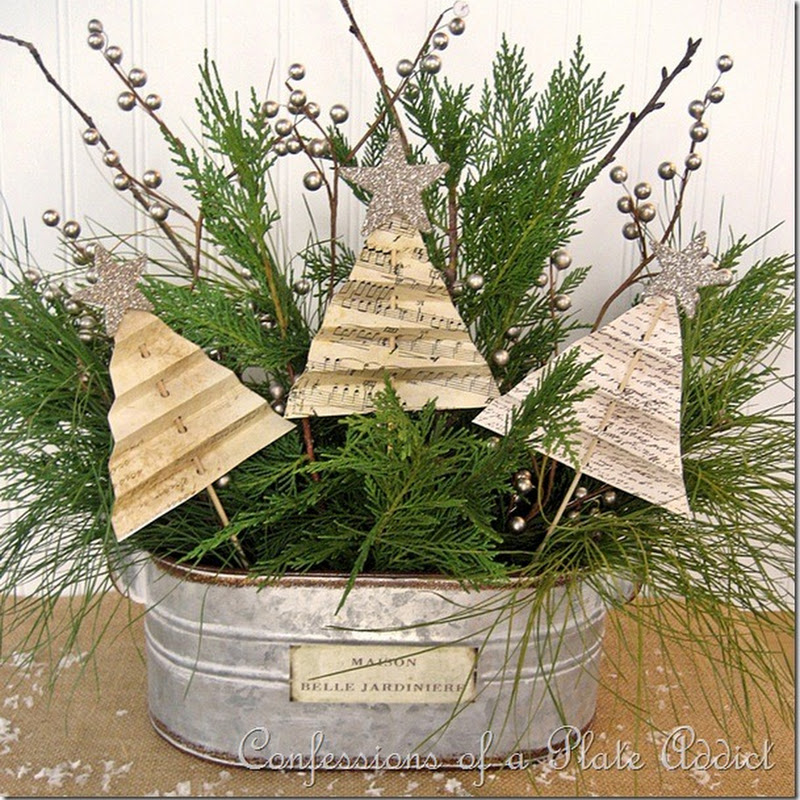 Shabby Christmas Centerpiece with Vintage Paper Tree Tutorial