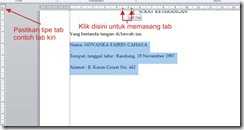 Contoh mengatur tab kiri Contoh mengatur tab kiri