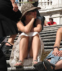 Sitting on a step nice white panty mound