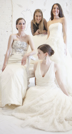 Jackie Courtney of Nearly Newlywed with her girls in Monique Lhuillier and Vera Wang Jackie Courtney of Nearly Newlywed with her girls in Monique Lhuillier and Vera Wang