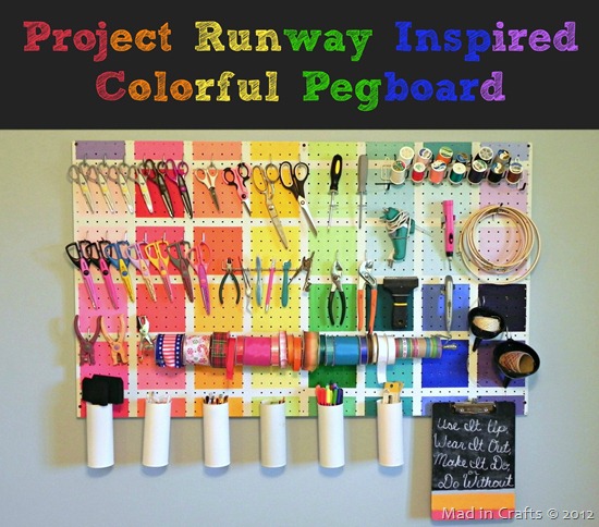 Colorful Project Runway Inspired Pegboard in use Colorful Project Runway Inspired Pegboard in use