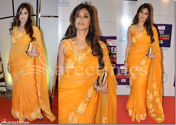 Yellow_Designer_Shimmer_Saree