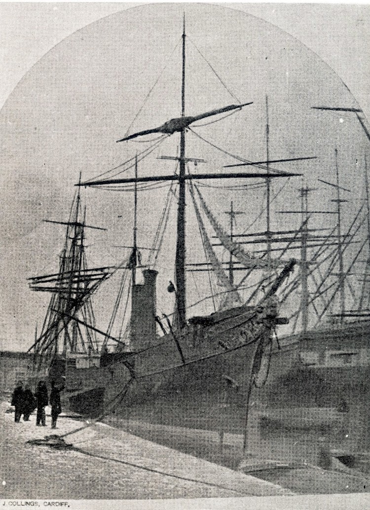 Preparativos de salida del vapor a ruedas MALLORCA del puerto de Cardiff hacia Palma. 25 de febrero de 1865. Foto cortesia de la familia Miró- Granada Gelabert. Foto J. Collings. (Car.jpg